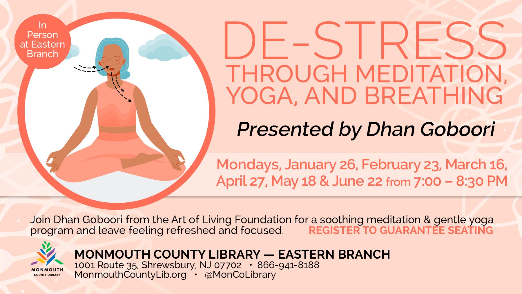 De-stress through meditation yoga and breathing workshop details