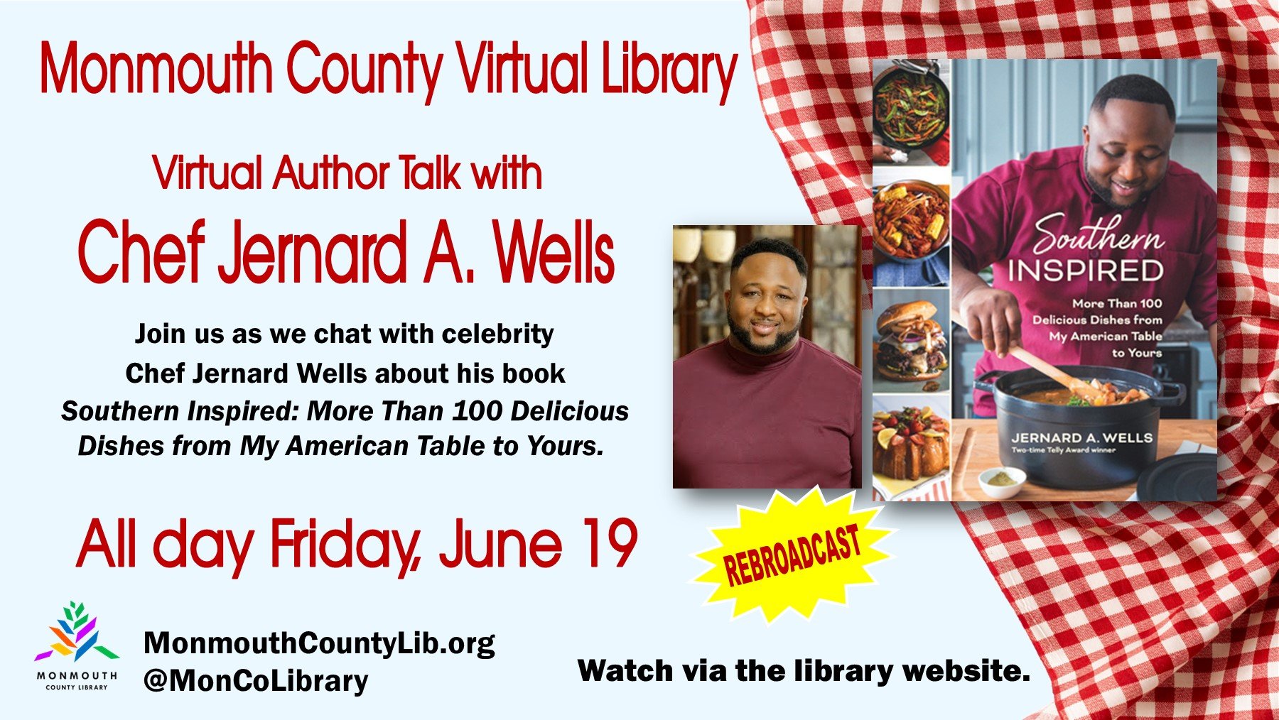 Virtual author talk with Chef Jernard A. Wells on June 19